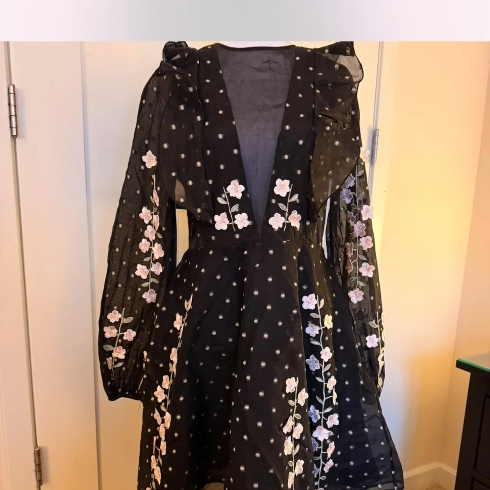Giambattista Valli x HM H&M Dress with Embroidery Black US Size 6 2